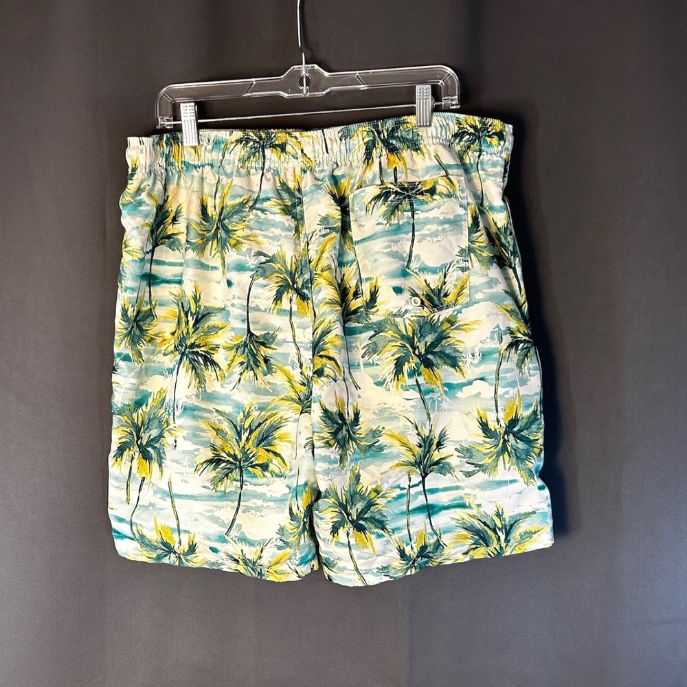 Old Navy Mens‎ XL Tropical Palm Print Swim Trunks Teal Yellow